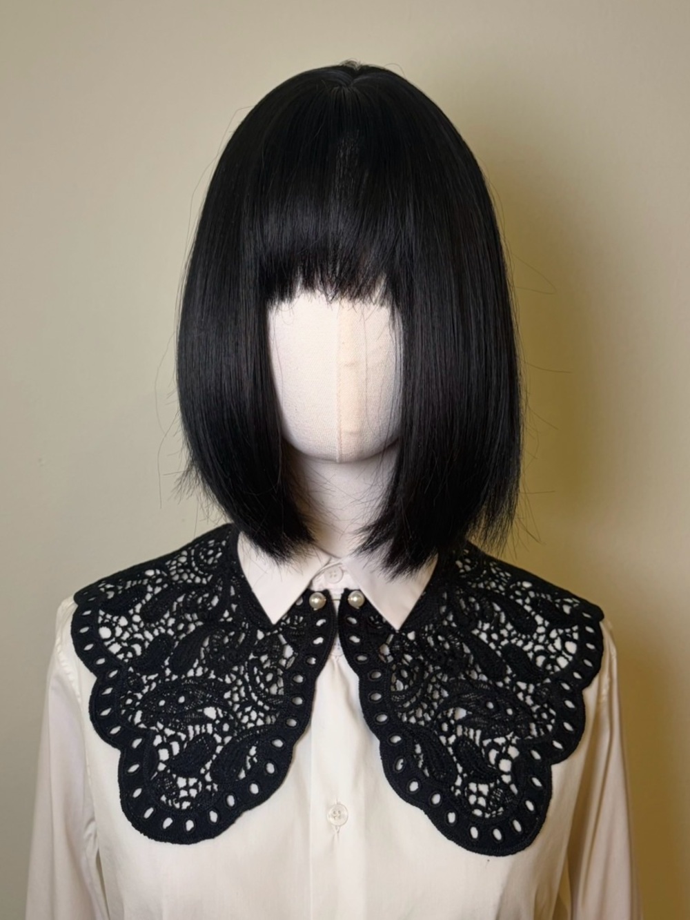 New Black Lace Detachable Collar with Pearls